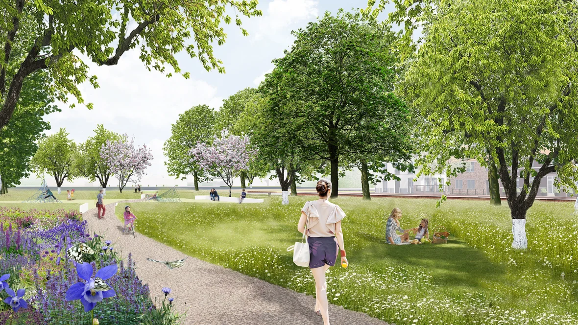 Weids uitzicht op het groene en kleurrijke Gouwpark